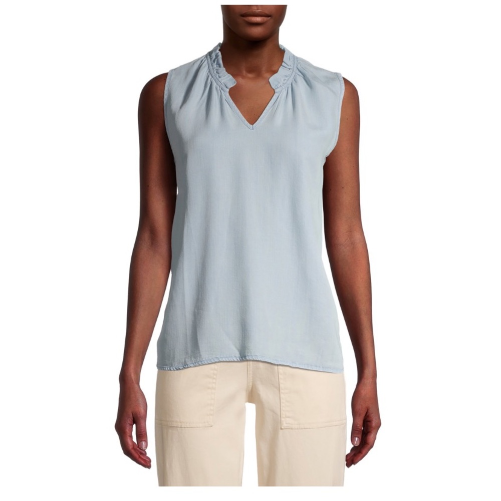 Time & Tru XXL (20) Chambray Sleeveless Blouse Top Shirt Blouse